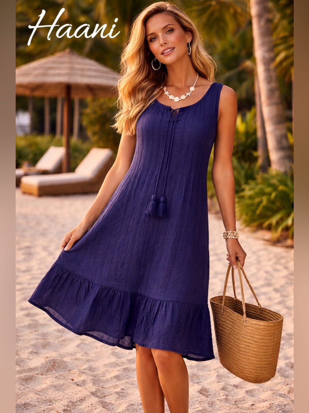 ⭐️Haani, Navy Casual Dress, Tasseled,Completely Lined, Excellent Condition, PXL